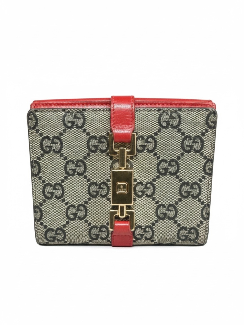 Vintage Gucci GG Monogram Jackie Bifold Wallet Red Leather